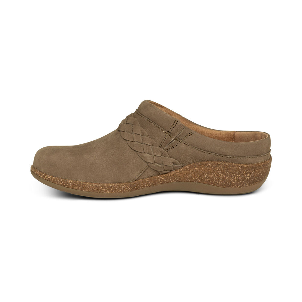 Aetrex Women's Libby Arch Support Clogs - Taupe | USA 1DZRX4R